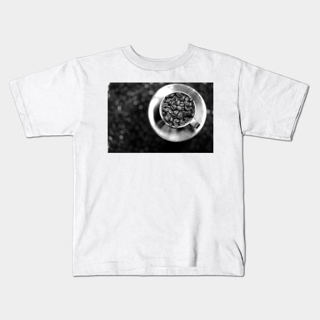 Coffee beans with black and white Kids T-Shirt by ikshvaku